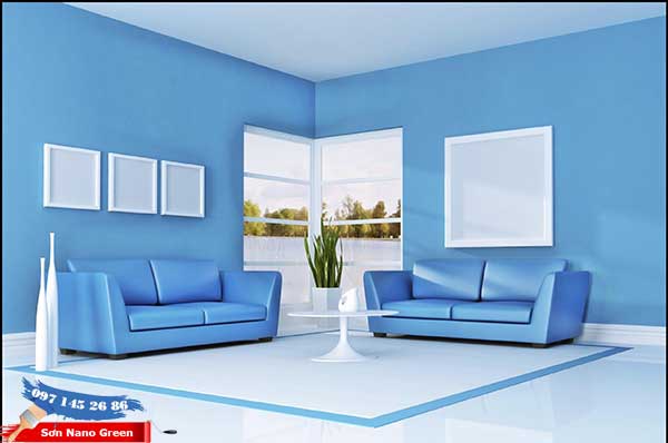 Sơn nhà màu xanh dương - Phòng khách