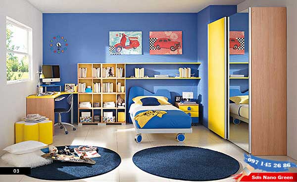 Sơn nhà màu xanh dương - Phòng ngủ trẻ em